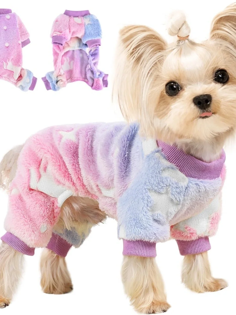 Pink Glow in the Dark Dog Pajamas XXXS Soft Fleece Puppy Jumpsuit NWT